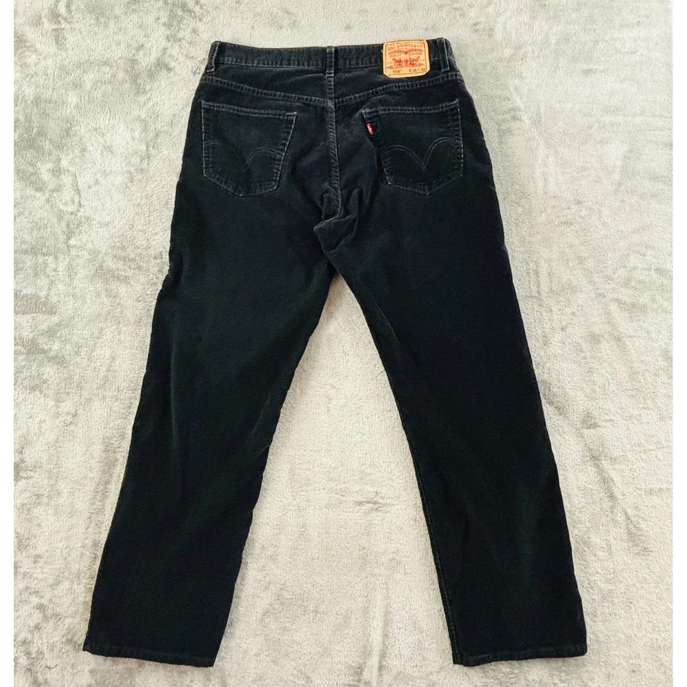 Levi's 559 Corduroy Pants Mens 36x32 Black Relaxed Fit Straight Leg‎ Y2K Baggy